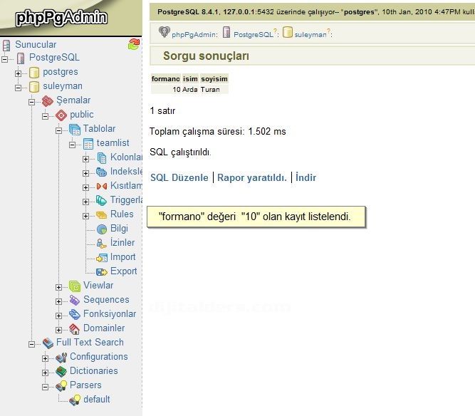 Postgresql Where Kullanımı